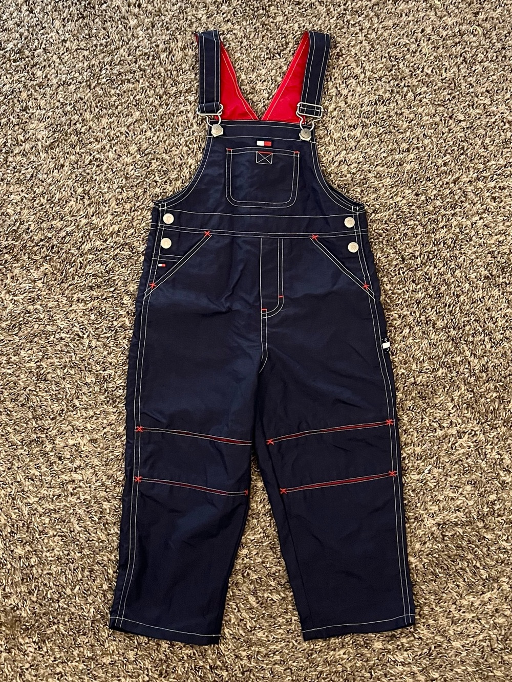 Vintage 2000’s Tommy Hilfiger blue water resistant toddler overalls outdoor play